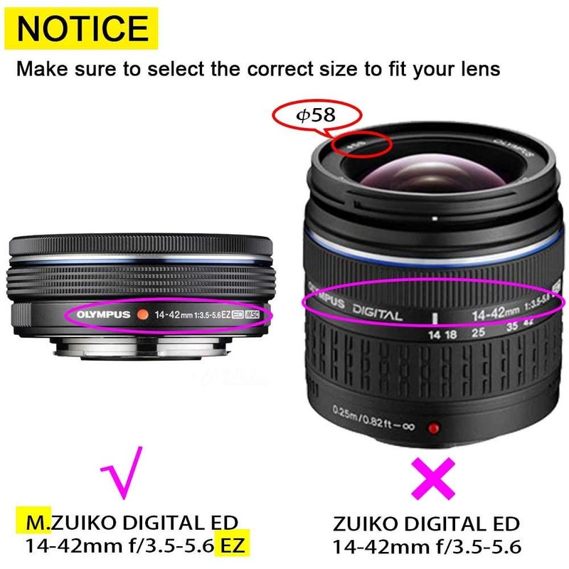 ULBTER 37mm Snap-on Lens Cap Cover with Keeper for Olympus 14-42mm 1:3.5-5.6 Lens,ULBTER Center Pinch Lens Cap & Lens Cover Strap 2Pack - Image 3